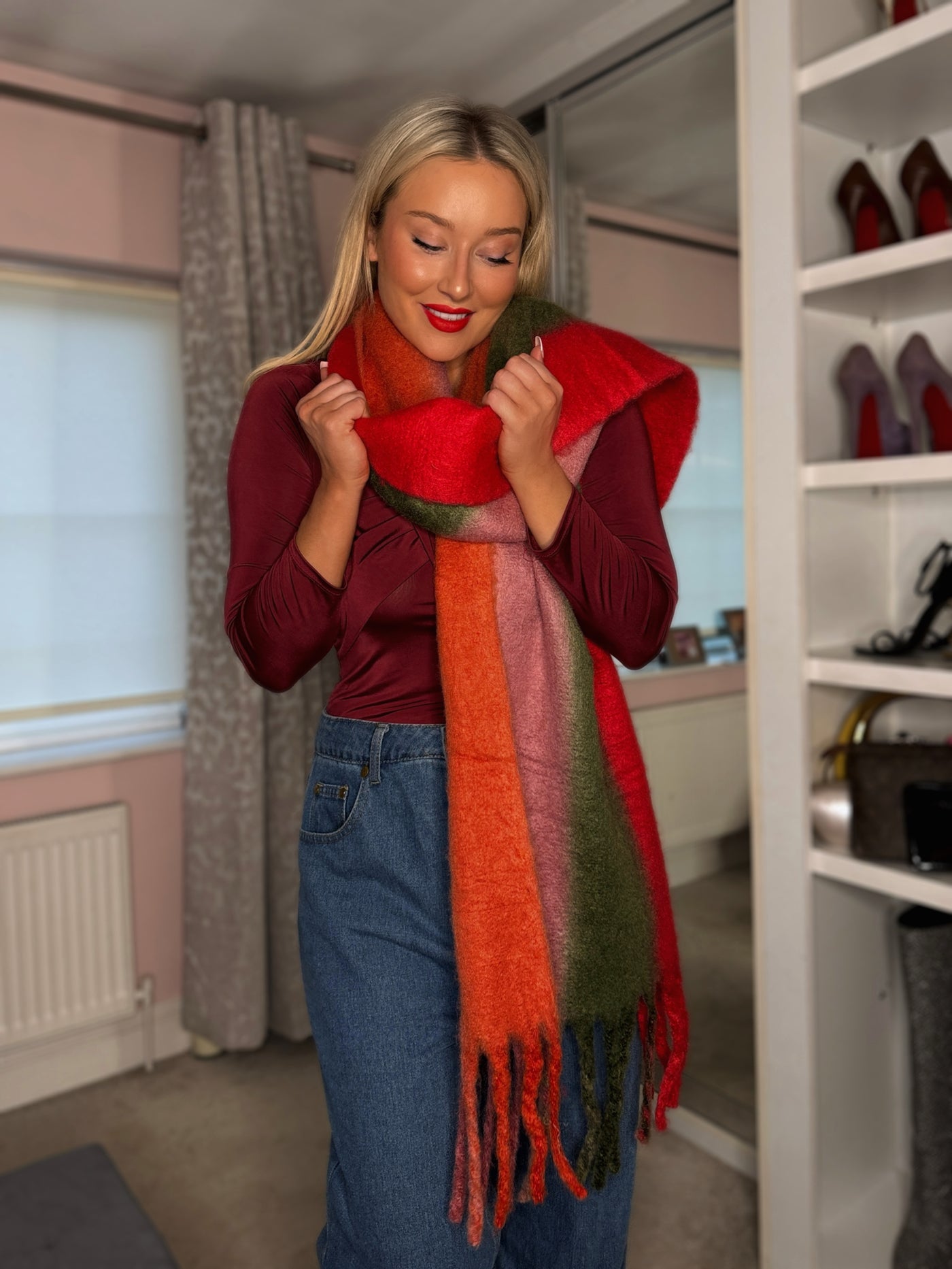 Oversized Chunky Rainbow Scarf