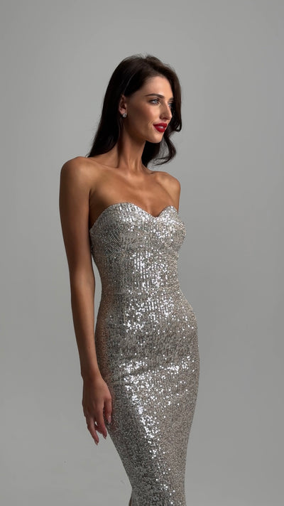 THE KT DRESS - OYSTER SILVER